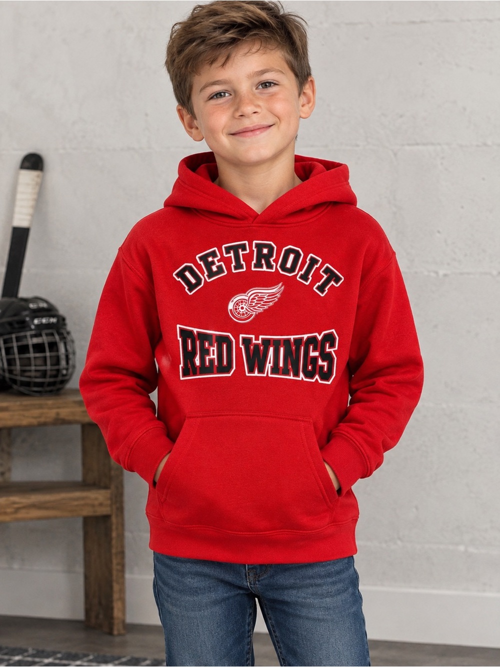 NHL Detroit Red Wings Youth Red Pullover Hoodie